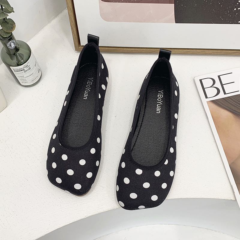 述雅软底平底鞋女2022年春季新款英伦风网红一脚蹬浅口豆豆鞋潮