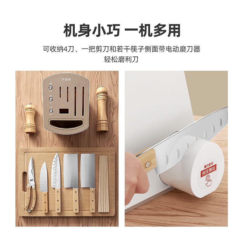 泰瑞达(TER)刀具消毒器 智能消毒刀架 刀具筷筒盒 置物架紫外线消毒杀菌烘干机 家用磨刀器筷子菜刀消毒机