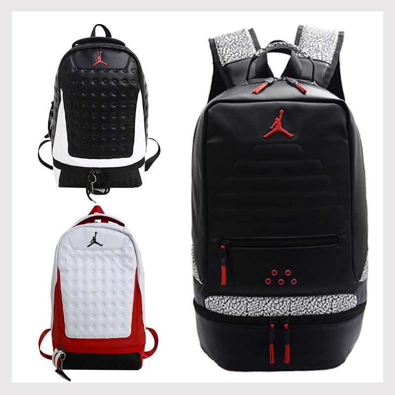 aj17爆裂纹水泥黑色aj双肩包男女书包健身电脑包时尚潮流大高初中篮球