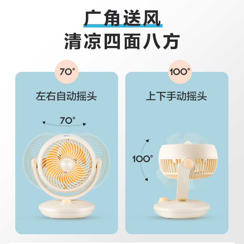 美的(Midea)[小型风扇]轻音空气循环扇家用电风扇学生宿舍办公迷你小巧台扇四季落地扇台式桌面风扇 GAF18AD
