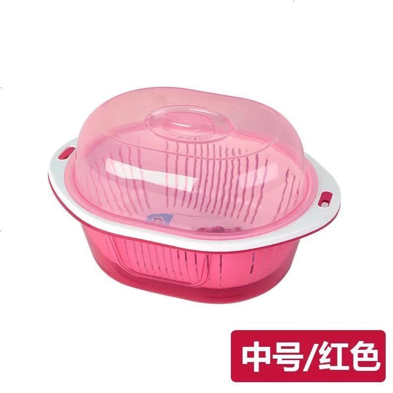 厨房碗柜塑料大号带盖沥水架放碗架置物架装碗箱碗碟架碗筷收纳盒 中号 加厚款-紫色图片