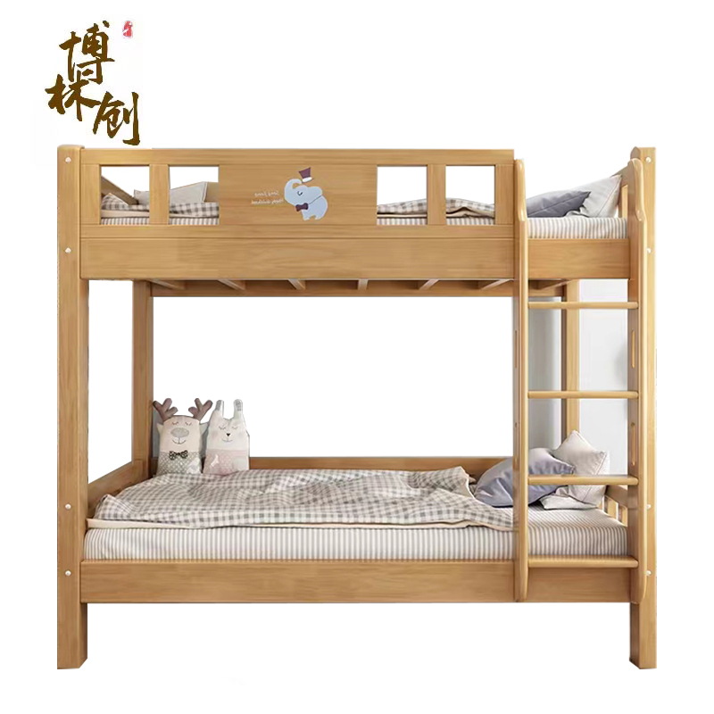 博林创 橡胶木上下铺带 抽屉 宽1.2米 /套高清大图