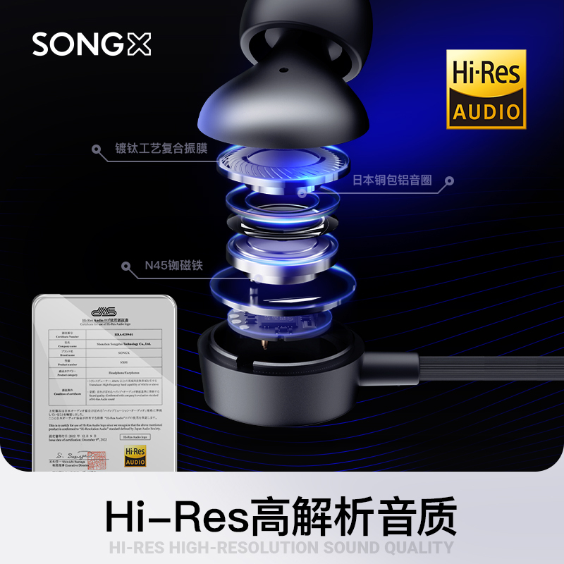 SONGX 有线耳机type-c入耳式耳机Hi-Res金标认证K歌游戏华为小米vivo苹果15手机ipad通用扁头