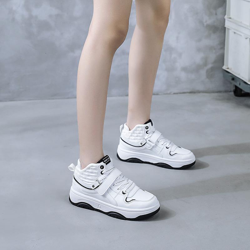 尘贺 秋季新款女鞋高帮皮面休闲鞋板鞋小白鞋休闲鞋