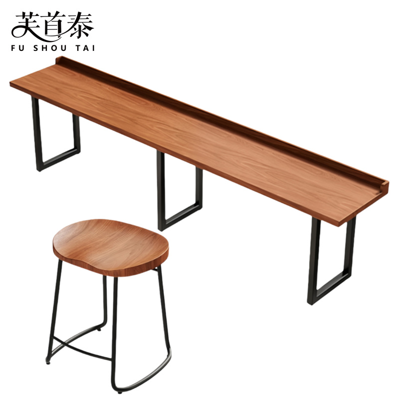 芙首泰长条餐桌凳3000*400*750mm(1桌6凳)套