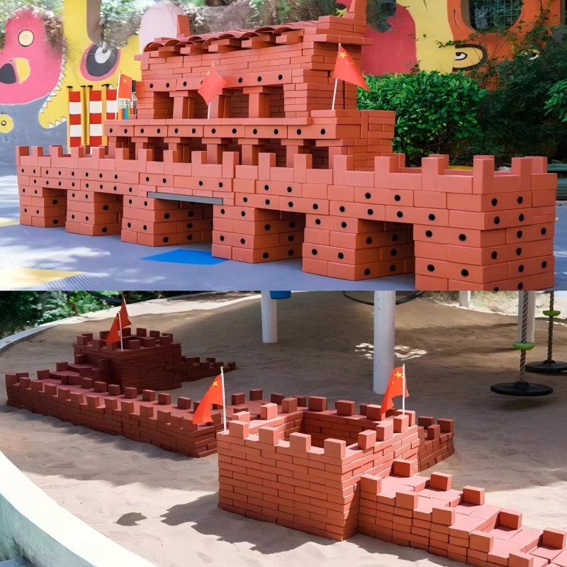 幼儿园砖筑大师户外EVA红砖构建区拼搭砌砖1436件高清大图