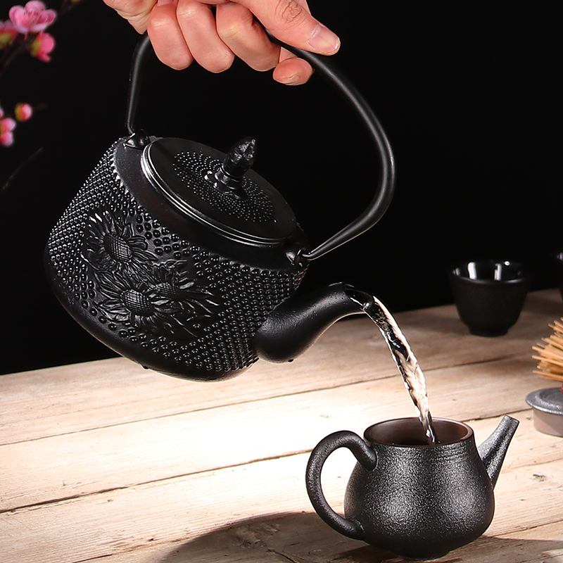 Atelier Tete 老铁壶茶壶铸铁煮茶器茶具家用煮水泡茶烧水壶电陶炉套装 葵花铁壶套组