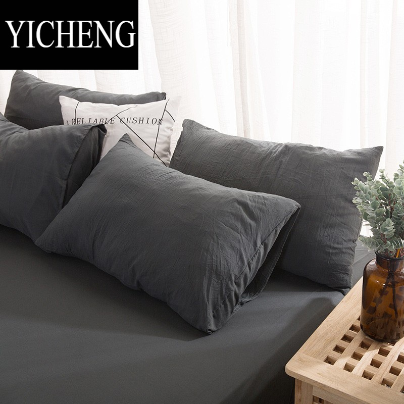 YICHENG日式无印水洗棉枕套枕芯套子单人枕头皮48x74cm酒店民宿纯白简约