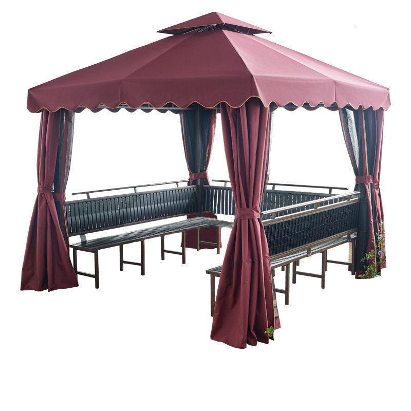 森美人户外凉亭庭院葡萄架别墅铝合金亭子花园简易休闲亭室外帐篷遮阳棚 三面坐板【不含桌子】