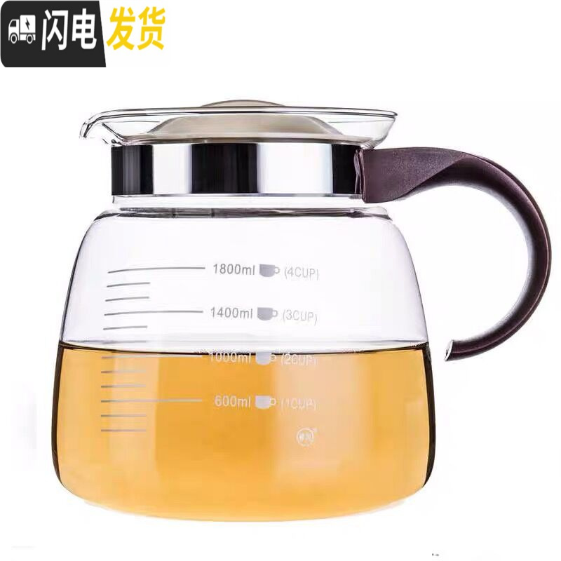 三维工匠玻璃茶壶大容量可高温直火咖啡壶凉水壶明火烧水壶煤气炉可烧 1000八方锤纹壶可以明火A183茶具
