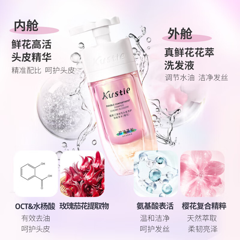 蔻斯汀 花瓣香氛 洗护组合(玫瑰洗发水500g+樱花护发素500g)高清大图