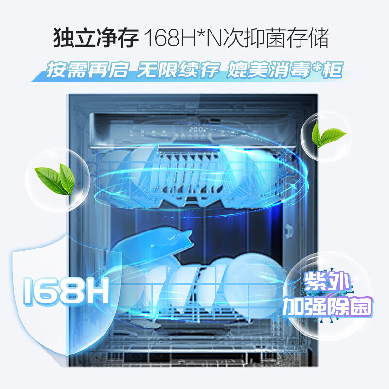 老板(Robam)[自动开关门]盐系W76A-G1 Ultra海盐白150L以上大容量嵌入式洗碗机家用全自动紫外消毒高清大图