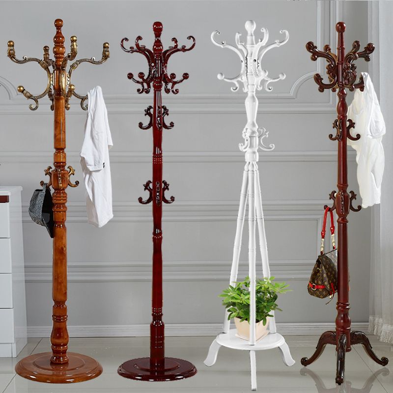 欧式挂衣架落地卧室韩式现代简约家用衣服架组装落地架实木衣帽架