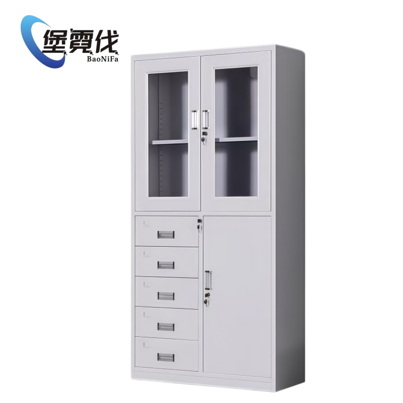 堡霓伐 偏五斗文件柜 850*390*1800mm 台高清大图