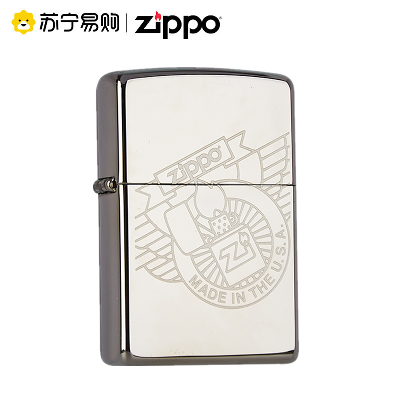 [苏宁自营]打火机官方正品经典黑冰芝宝徽章定制雕刻自用送礼zippo
