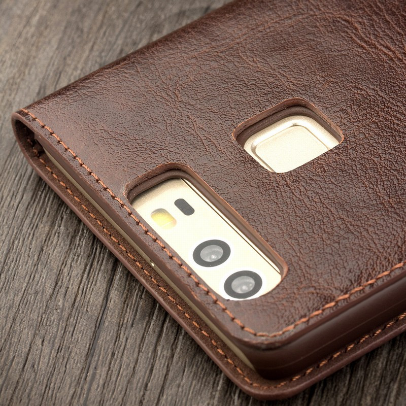 HUAWEI/华为进口真皮p9plus手机壳保护套/智能皮套 适用于华为p9 5.2英寸 经典棕