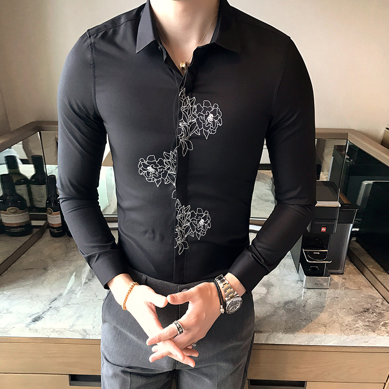 2018 酒店男士修身长袖衬衫理店型师餐厅KTV服务员工作服