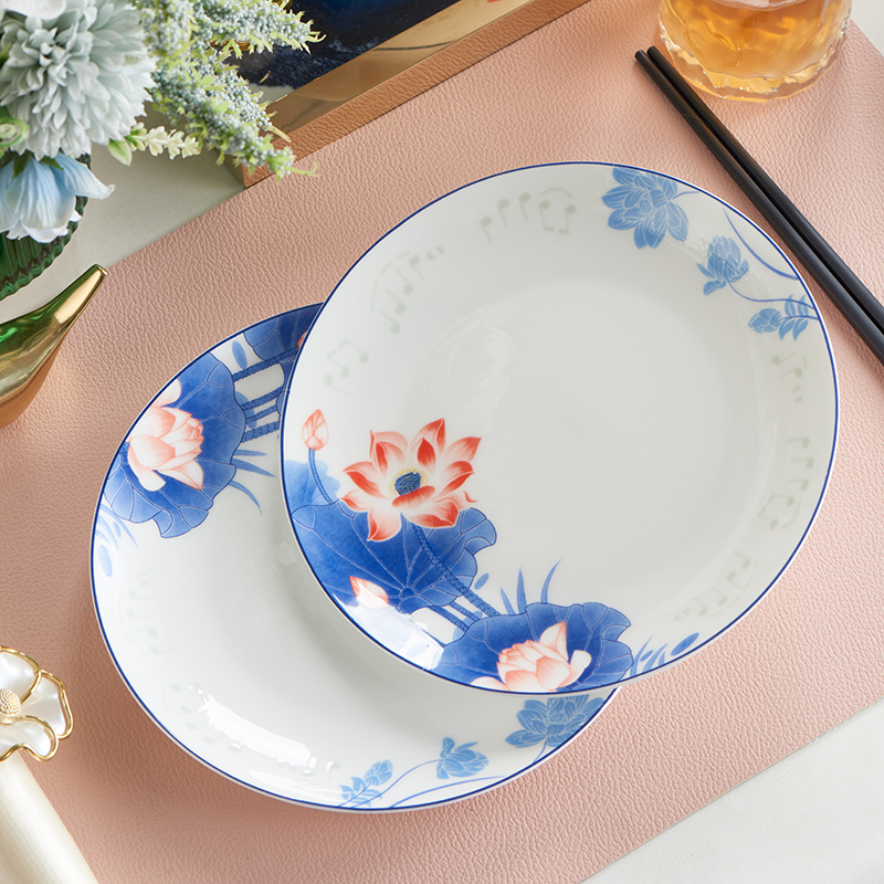 北国风光 骨瓷48头餐具 TS-0048荷塘音乐 套高清大图