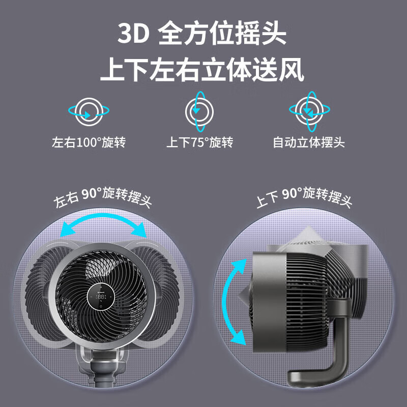 艾美特(AIRMATE)空气循环扇家用电风扇立式落地扇遥控负离子净化直流变频轻音节能省电 FA23-RD97 遥控款高清大图