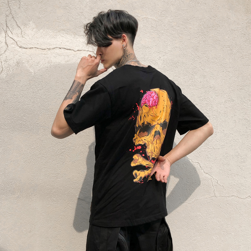 夜店酒吧演出服装型师个性非主流另类花T恤男宽松短袖打底衫夏
