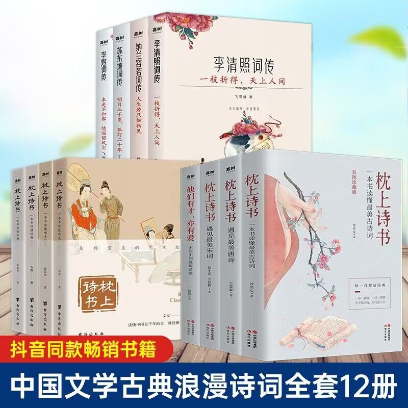 [正版]全12册枕上诗书国学系列4册+珍藏版4册+ 词传4册 古诗词中国艺术/古文/情笺/国学入门读物 唐诗宋词李清照高清大图