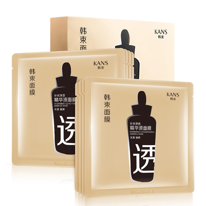 韩束(Kans)补水净透精华液面膜24.6ml*8片(5+3片)