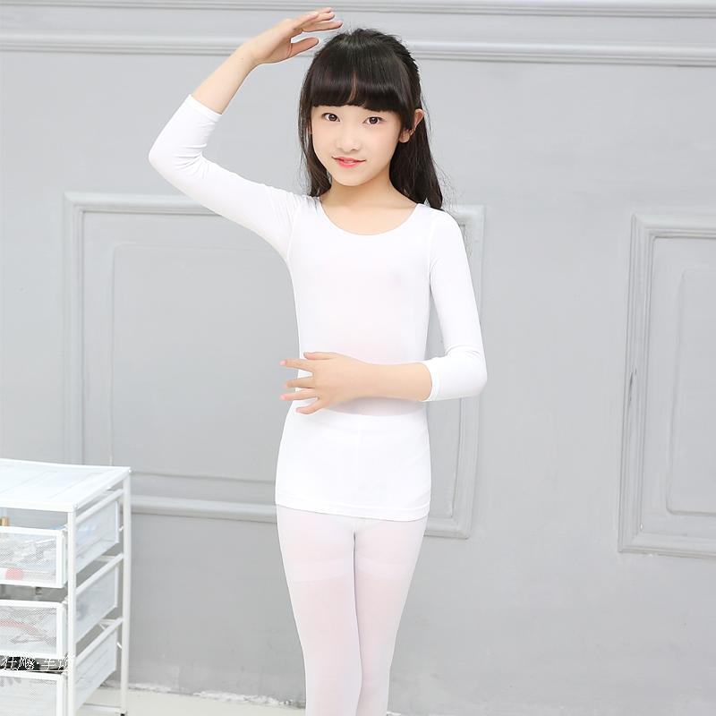 秋冬儿童肉色打底衣男女童舞蹈打衫衣白色演出服隐形衣练功紧身衣