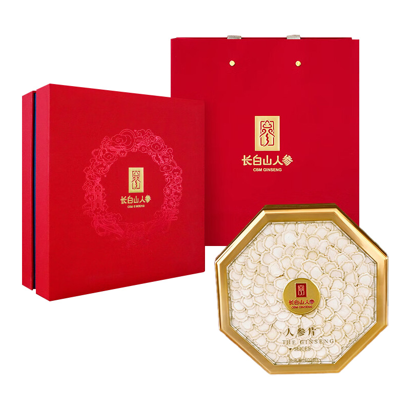 长白山人参人参排片皮老纹深片薄均匀质地紧实1.6礼盒100g