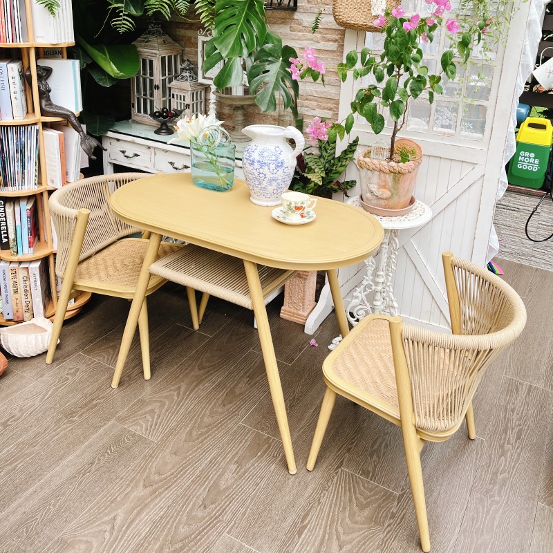 紫叶阳台桌椅现代简约藤椅三件套网红书桌户外收纳桌椅阳台休闲桌椅高清大图