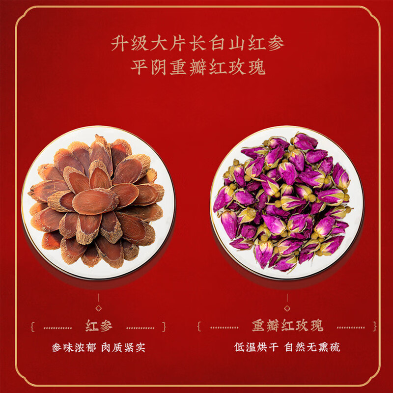 固本堂24味红参玫瑰花茶气血茶礼盒养生茶补气血女补气养血女神节礼物盒高清大图