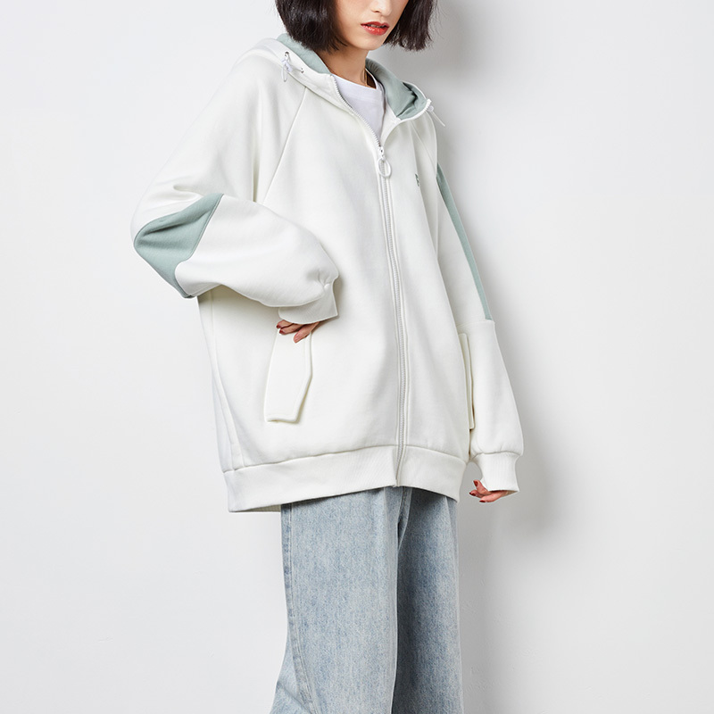 唐狮秋冬新款开衫卫衣女运动韩版宽松百搭连帽拉链盐系外套ins潮