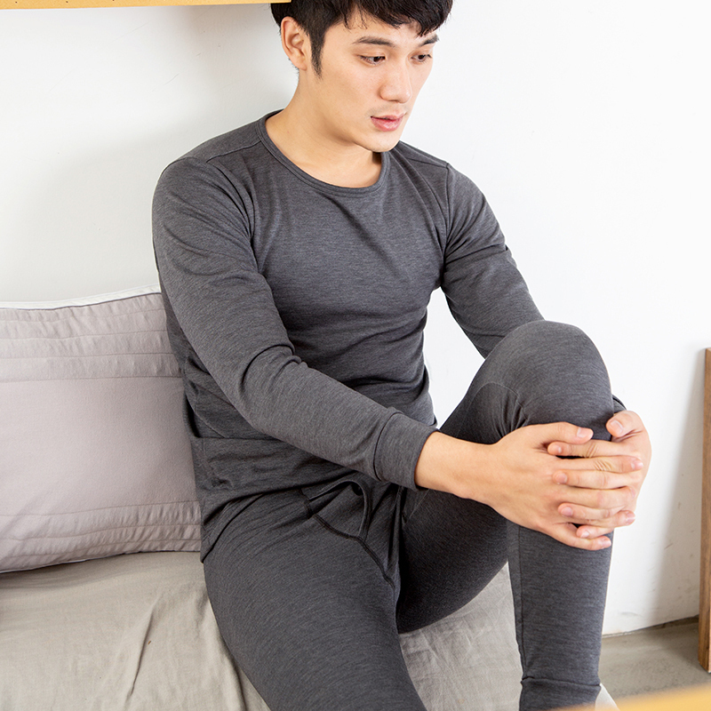 苏宁极物 男式咖啡碳保暖内衣套装秋衣秋裤