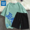 真维斯运动套装男2022年夏季韩版潮流T恤轻薄冰丝五分中裤两件装