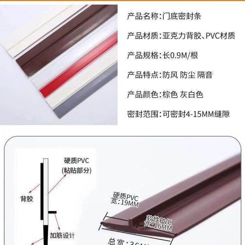 门底密封条防尘防风自粘型门缝卧室内房门隔音贴条保暖挡风神器 白色 一支装(1米/支)