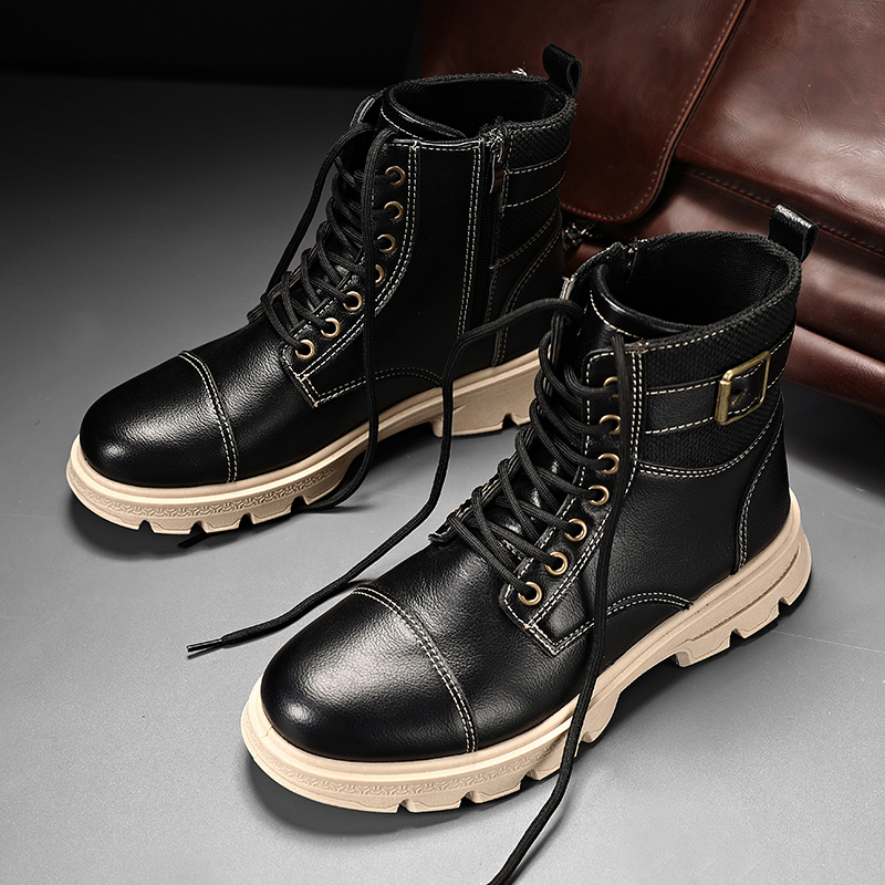 努特秋季马丁靴男黑色高帮英伦风劳保男鞋夏季中帮拉链男士工装靴子男