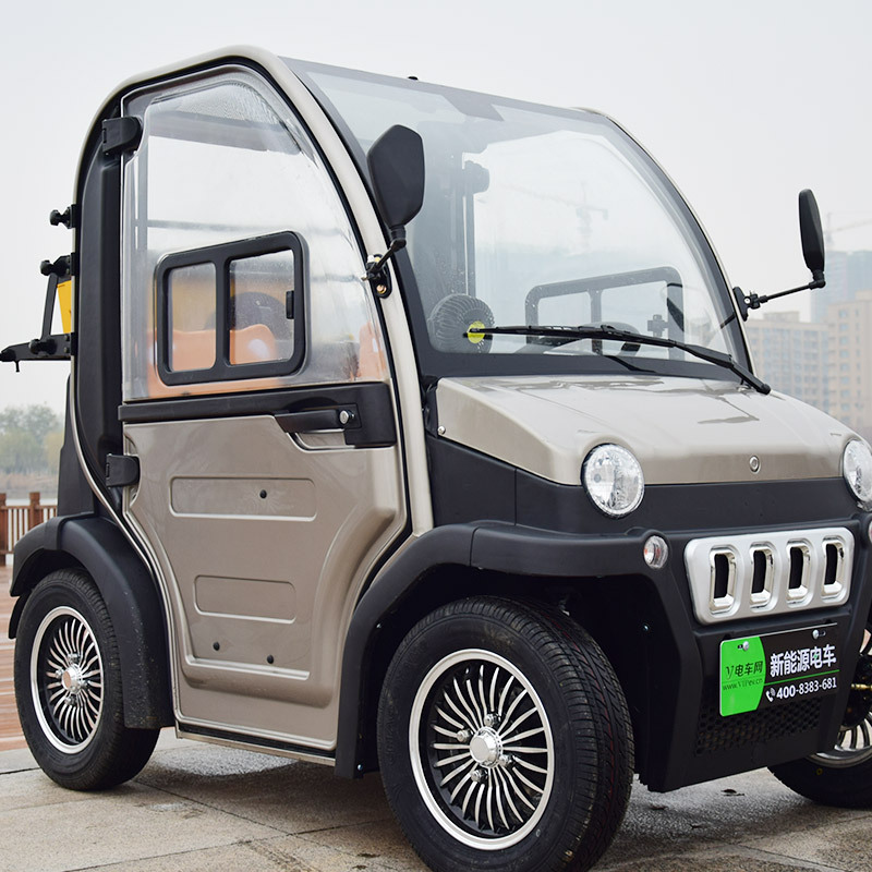 婉晨大阳款铁壳电动四轮车两门两座成人电动汽车新能源轿车全封闭电瓶
