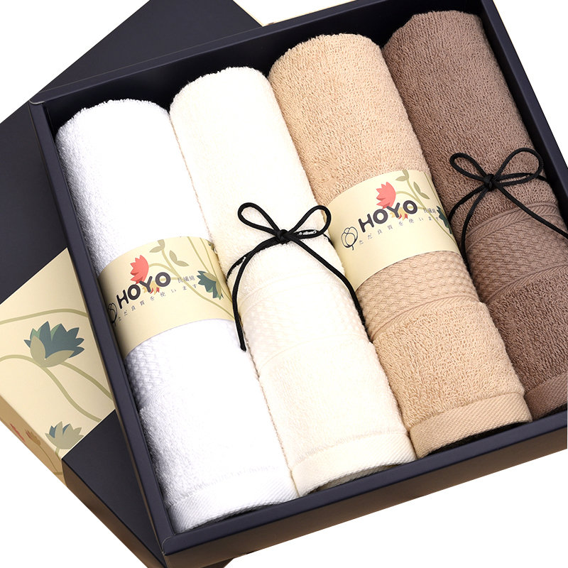 hoyo进口品牌纯棉毛巾纯色吸水柔软亲肤