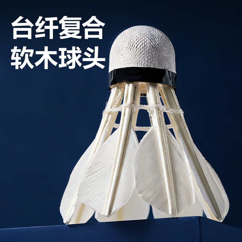 得力deli粗杆羽毛球日常训练比赛稳定耐打天然羽毛粗杆鹅毛球 1筒 [6只 白色]FH111-6羽毛球-粗杆羽球高清大图