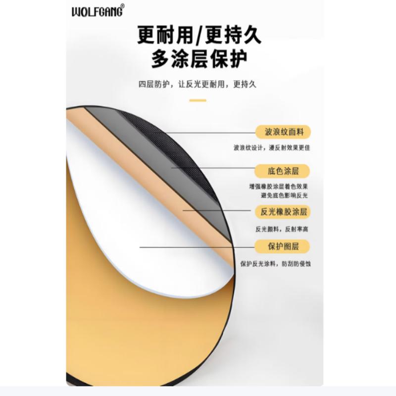 沃尔夫冈摄影反光板便携迷你小型折叠圆形二合一拍照道具补光自拍室内外拍直播人像灯光柔光打光板遮光板 增亮款60CM五台一反高清大图