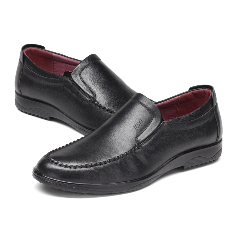 红蜻蜓男鞋商务休闲皮鞋男秋季牛皮透气豆豆鞋舒适休闲鞋软皮