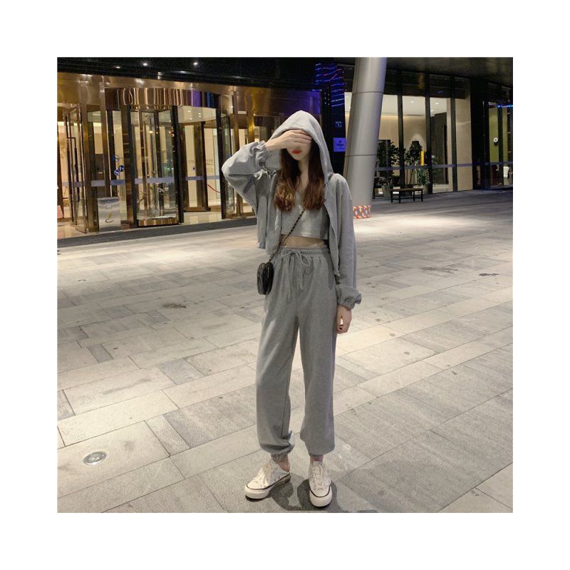 棉新款秋季休闲运动套装女韩版女学生时尚洋气宽松卫衣三件套