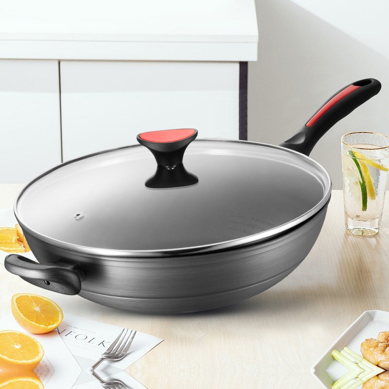 32cm硬氧无烟锅 爱仕达asd 炒锅麦饭石色不粘锅炒菜锅30cm电磁炉燃