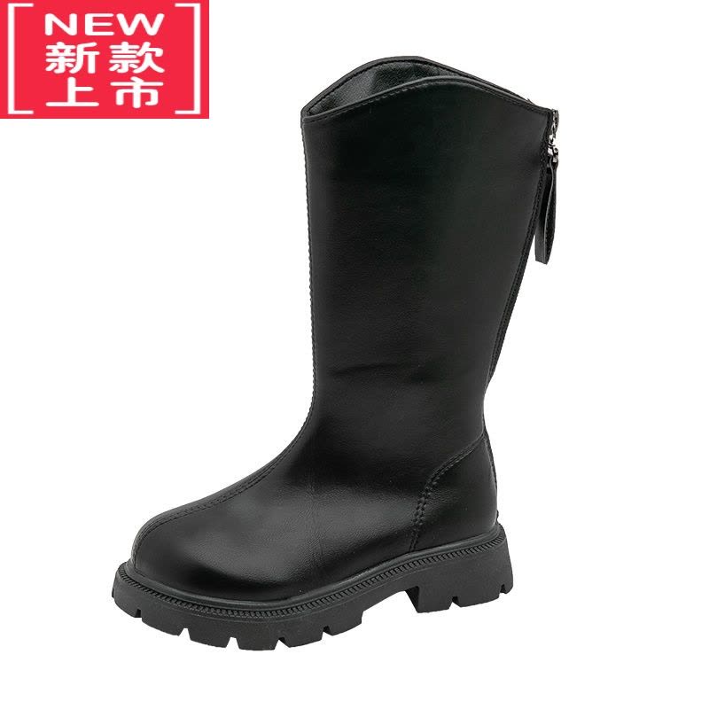 可莉允女童靴子2022冬季新款儿童鞋子加绒二棉皮靴洋气高筒靴长靴棉靴潮图片