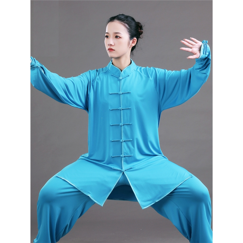 闪电客牛奶丝太极服男太极拳练功服女武术服装表演服比赛服春秋套装