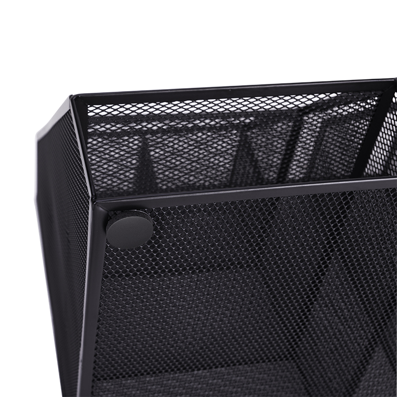 得力多功能金属网材组合式文件框栏书立置物架带笔筒 黑色79075高清大图