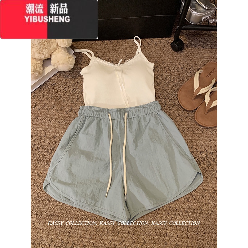 YIBUSHENG2024新款速干ins彩色多巴胺沙滩短裤季百搭宽松运动休闲裤女潮高清大图