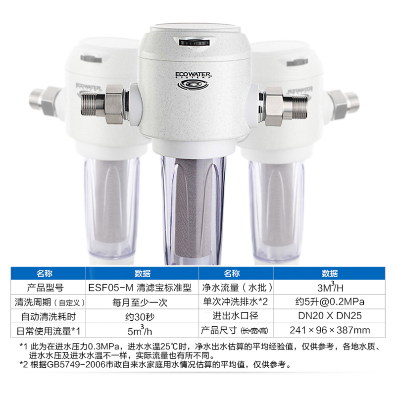 怡口(ECOWATER)前置过滤器ESF05-M全屋家用净水机净水器主水管