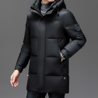 免洗90白鸭绒雪中鹅绒羽绒服男士连帽冬季加厚保暖羽绒外套中年男装轻奢羽绒衣高端白鸭绒外套防寒服加拿大鹅绒羽绒服男士外套 黑色 180/92A