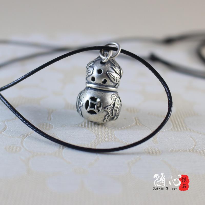 可节复古莲花葫芦挂件项链长款女纯银坠百搭棉服配饰品送女朋友老婆生日礼物送女朋友七夕情人节礼物