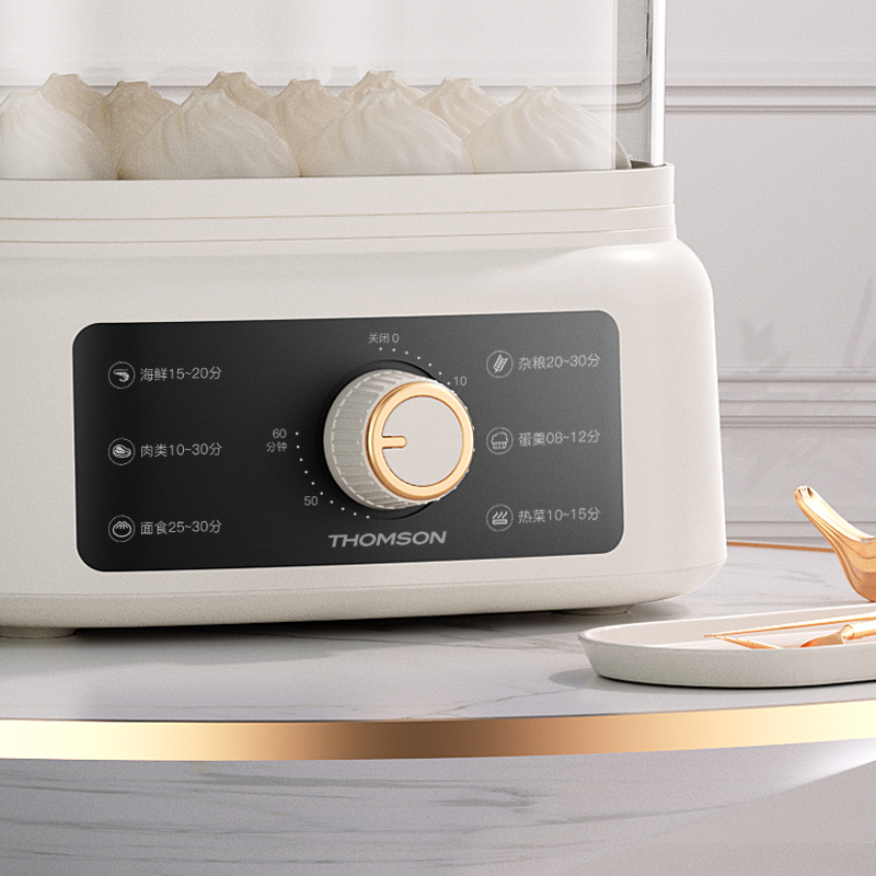 THOMSON 家用电蒸锅电火锅 快蒸锁鲜 多层加大容量智能蒸锅6L C-T0326高清大图